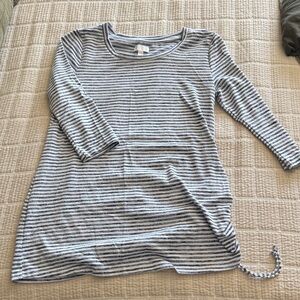 a:glow Navy and White Striped Long Sleeve Top